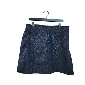 Orvis Classic Collection Womens Floral Jacquard Skort XL Elastic Waist Black